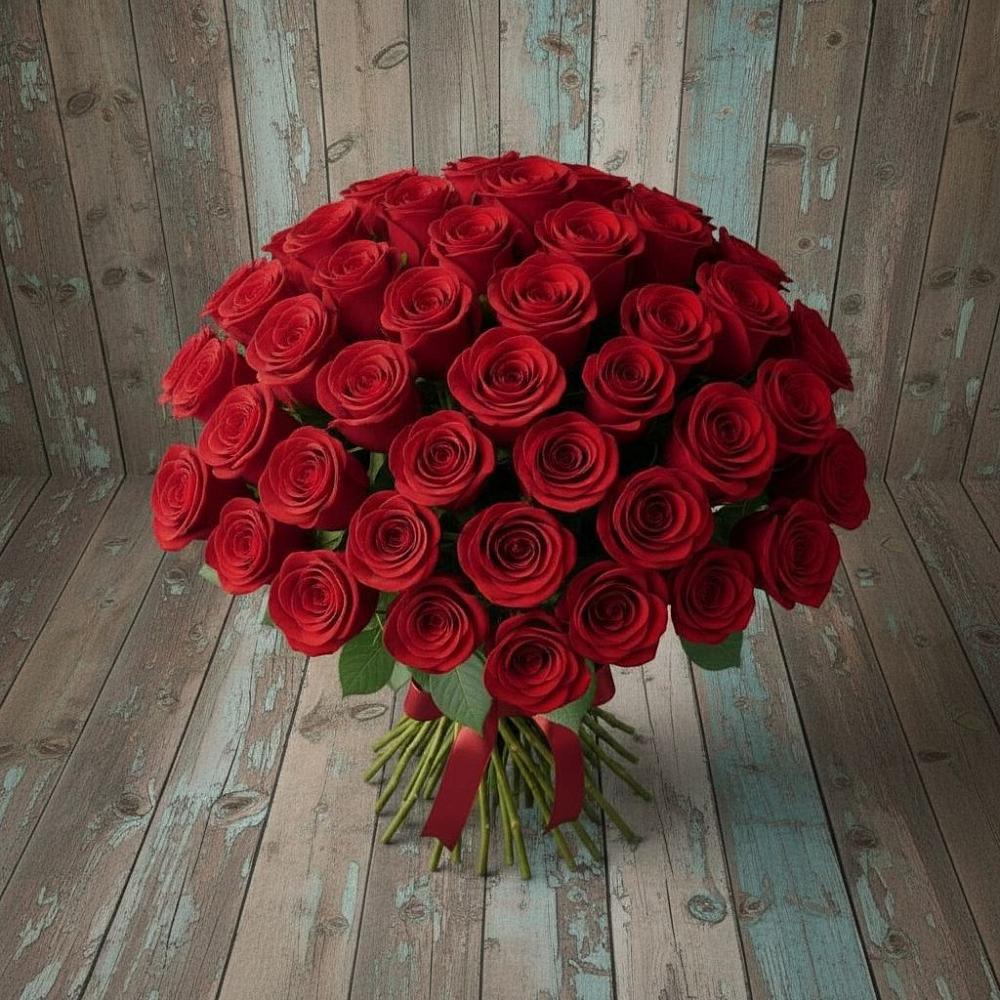 Букет 55 Красных роз Фридом в Тиликтино