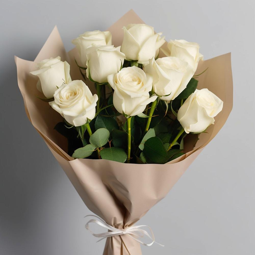 Букет 9 Белых роз Эдлесс Лав в Тиликтино