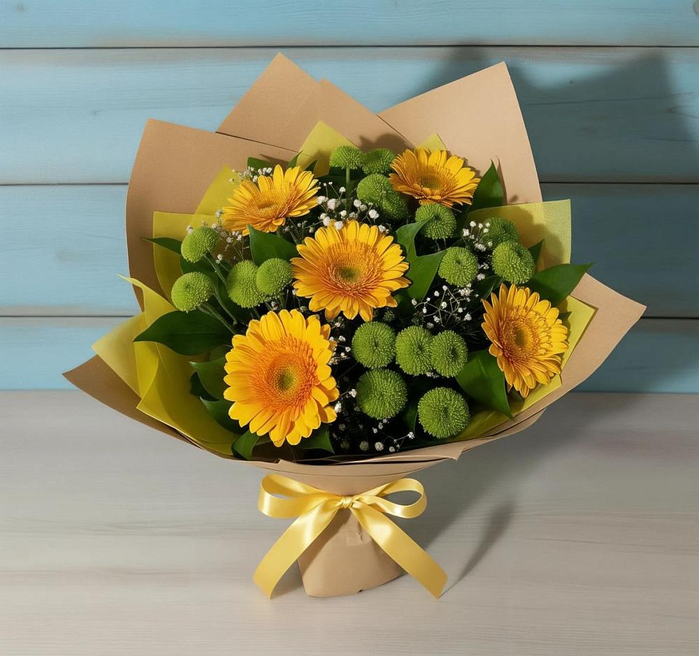 Букет цветов из: Герберы и Хризантемы в Тиликтино