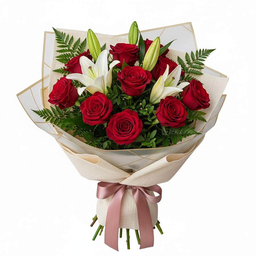 Букет цветов из: Лилии и Розы в Тиликтино