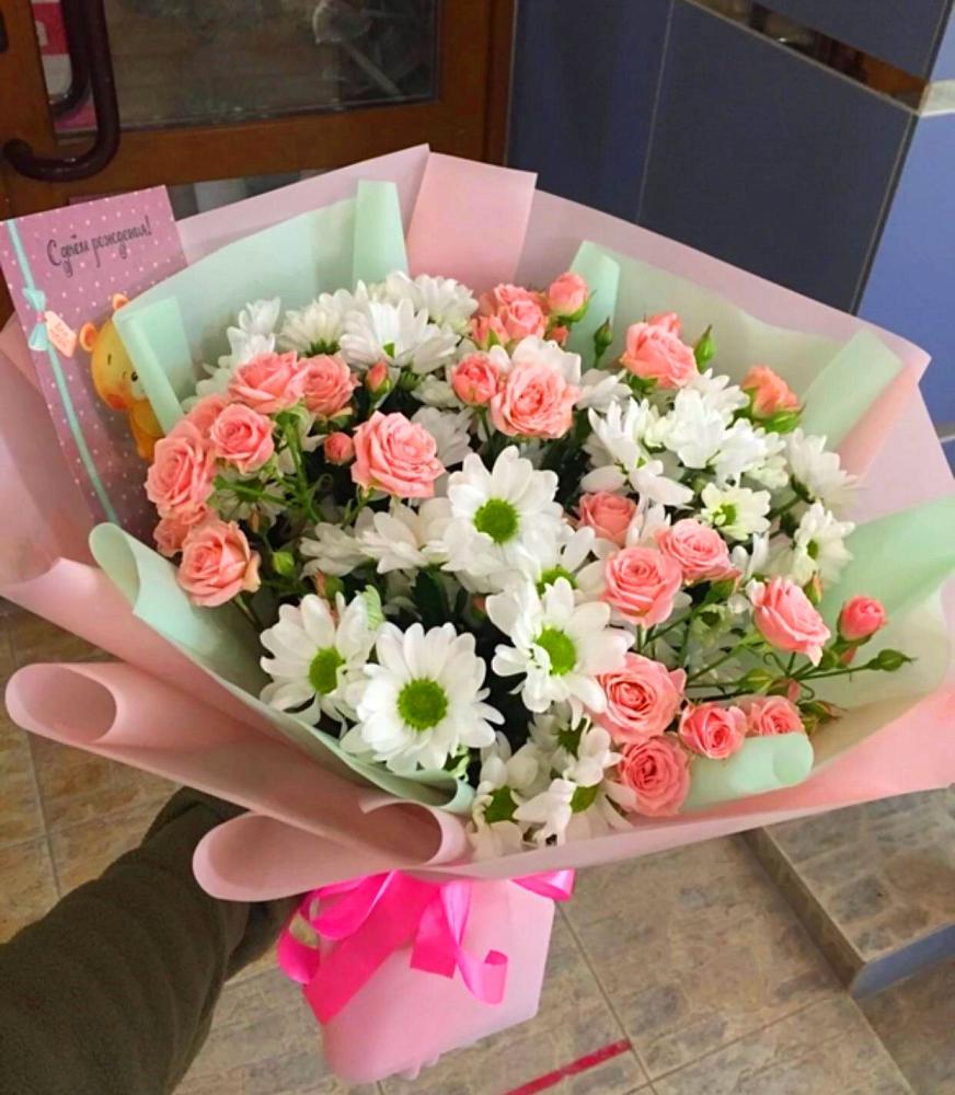 Букет цветов из: Розы и Хризантемы в Тиликтино