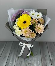 Букет цветов из:  Розы, Герберы и Хризантемы в Тиликтино