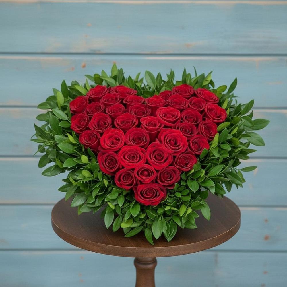 Цветочная композиция из Розы в виде сердца в Тиликтино