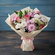 Букет цветов из:  Хризантемы, Альстромерии и Розы в Тиликтино