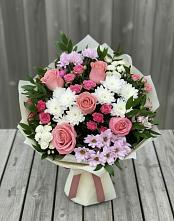 Букет цветов из:  Альстромерии, Гвоздики, Розы и Хризантемы #REPLACE_PRED# Тиликтино
