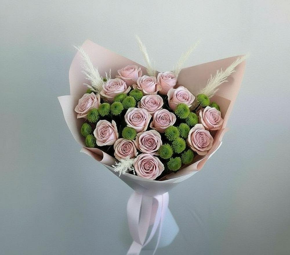 Букет цветов из: Розы и Хризантемы в Тиликтино