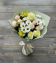 Букет цветов из:  Альстромерии, Розы и Хризантемы в Тиликтино