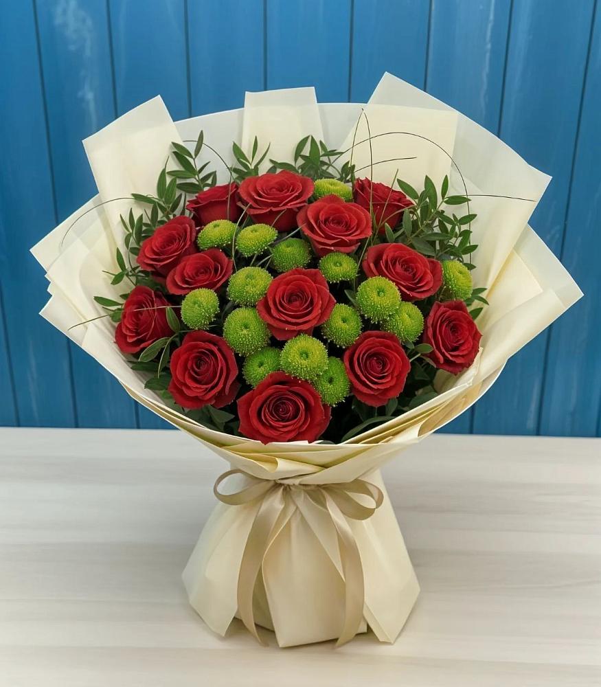 Букет цветов из: Розы и Хризантемы в Тиликтино