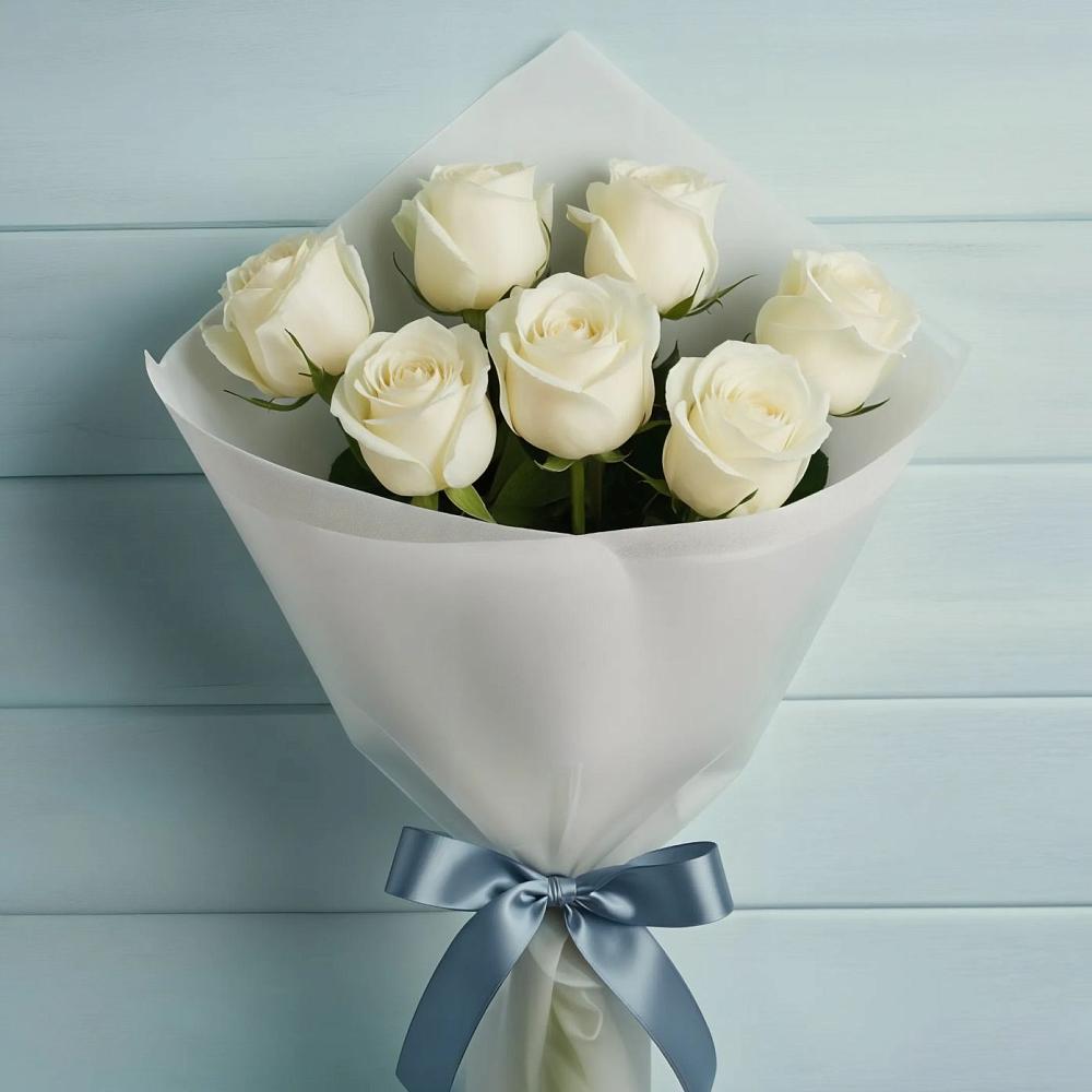 Букет 7 Белых роз Эдлесс Лав в Тиликтино